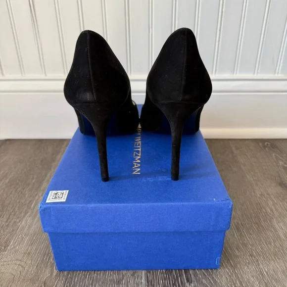 STUART WEITZMAN Black Suede STUART POWER PUMP 85 - Picture 4 of 10